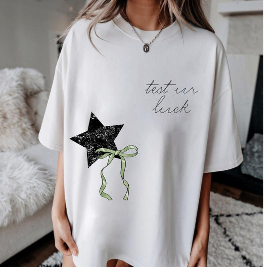 Test Ur Luck Star Graphic Shirt ~ Unisex Apparel Relaxed Fit Printed In The USA Clothing Womenswear Casual Comfort Cotton Top Athletic Boho Chic