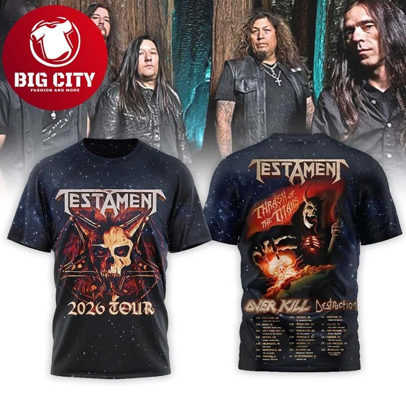 Testament 2026 Tour Thrash Of The Titans World Tour Two Sided Shirt