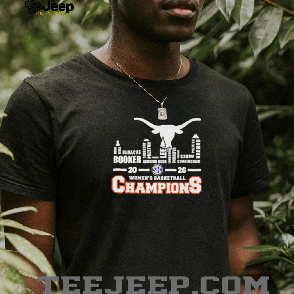 Texas Longhorns 2026 SEC Women’s Basketball Champions Roster Black T Shirt