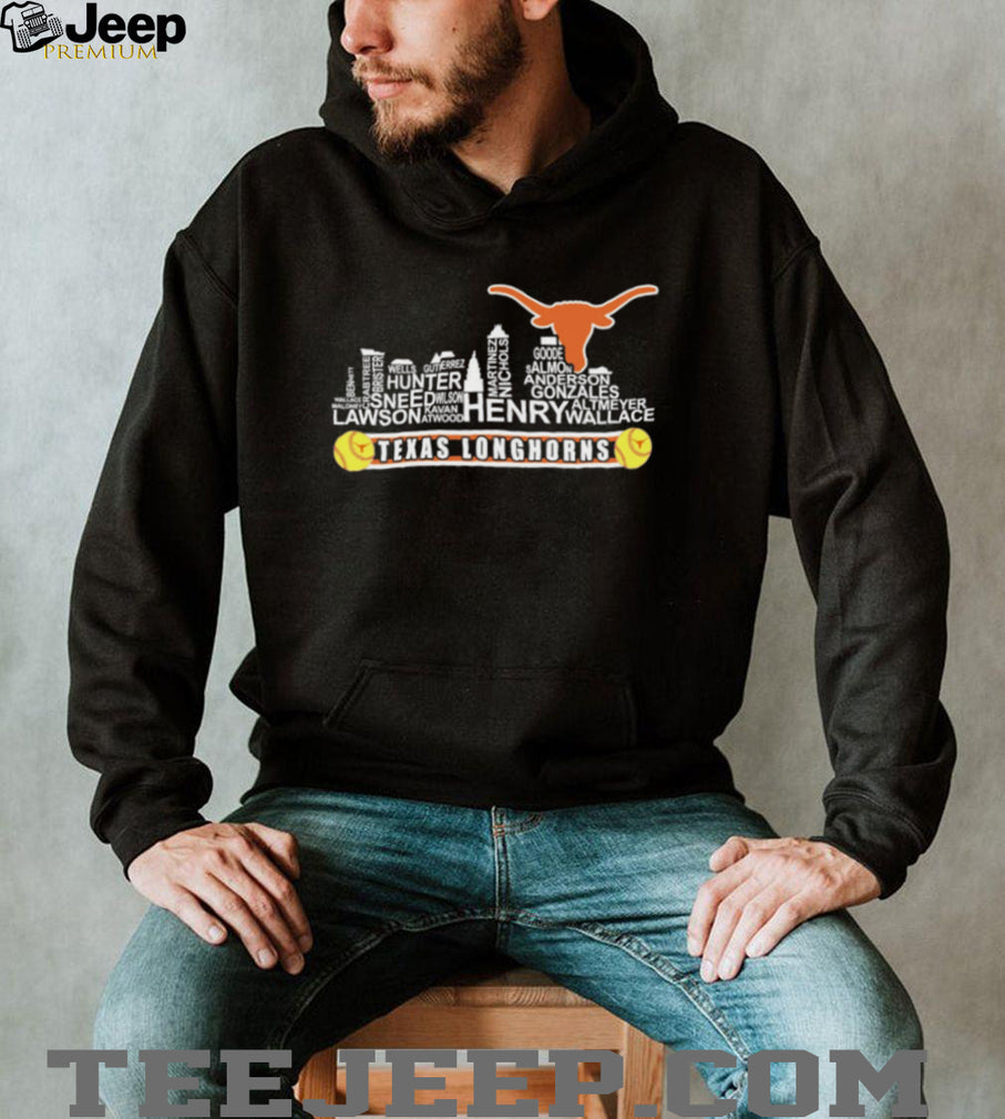 Texas Longhorns Skyline City Word Art Softball T Shirt