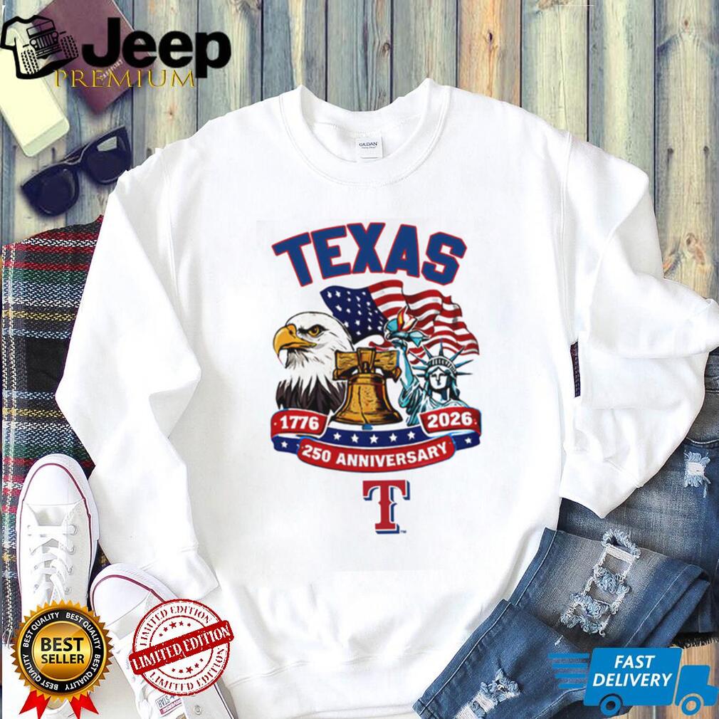 Texas Rangers 250th Anniversary 1776 2026 Custom Baseball Jersey T Shirt USA Semiquincentennial Patriotic Edition