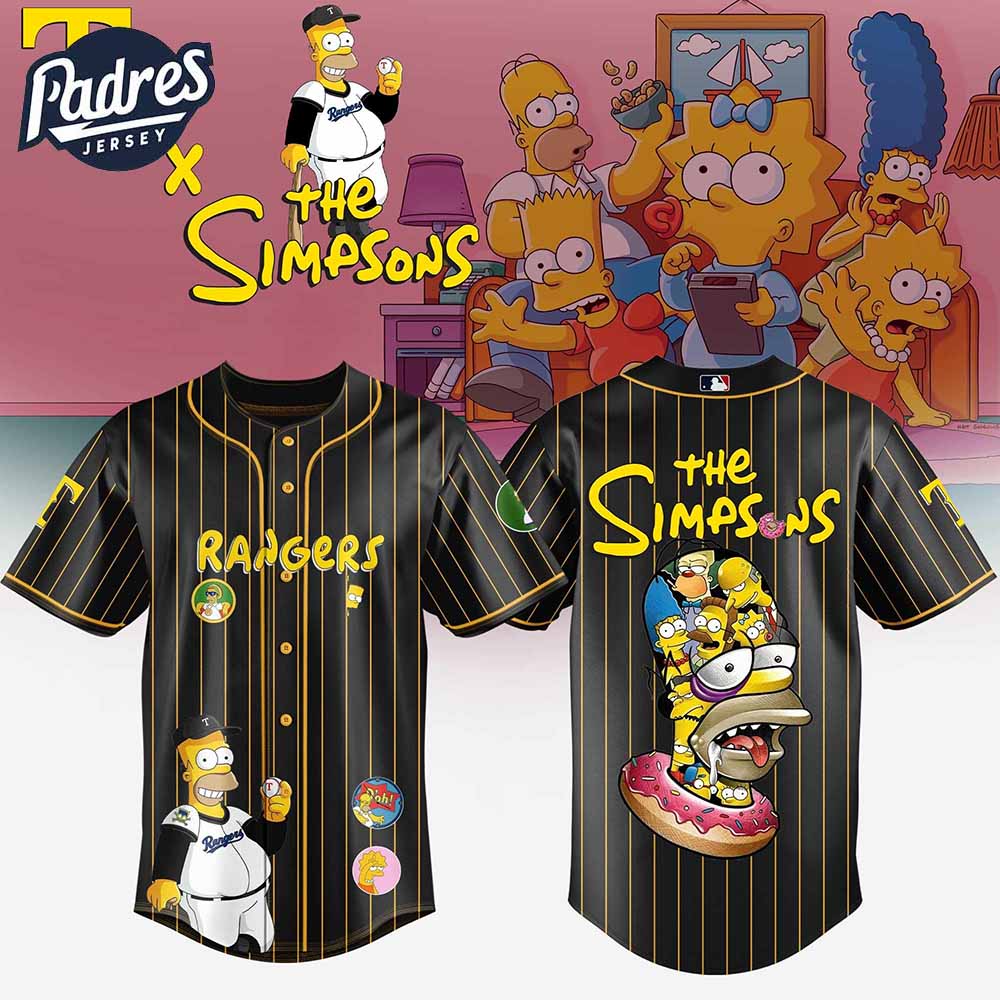 Texas Rangers MLB x The Simpsons Baseball Jersey Style - Padres Jersey Oasis: Elevate Your Baseball Style Game