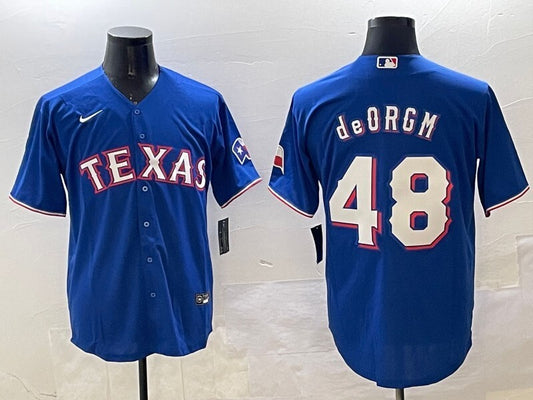 Texas Rangers #48 Jacob deGrom Rangers Adult Style 3