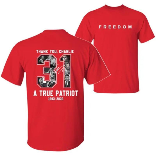 Thank You T-Shirt, Wear Red on October 14th as CJK Day Tee, C.K. Birthday Tee, Charlie Kirk Shirt, Graphic Design Unisex Cotton T-shirt for Men for Women Menswear Womenswear
