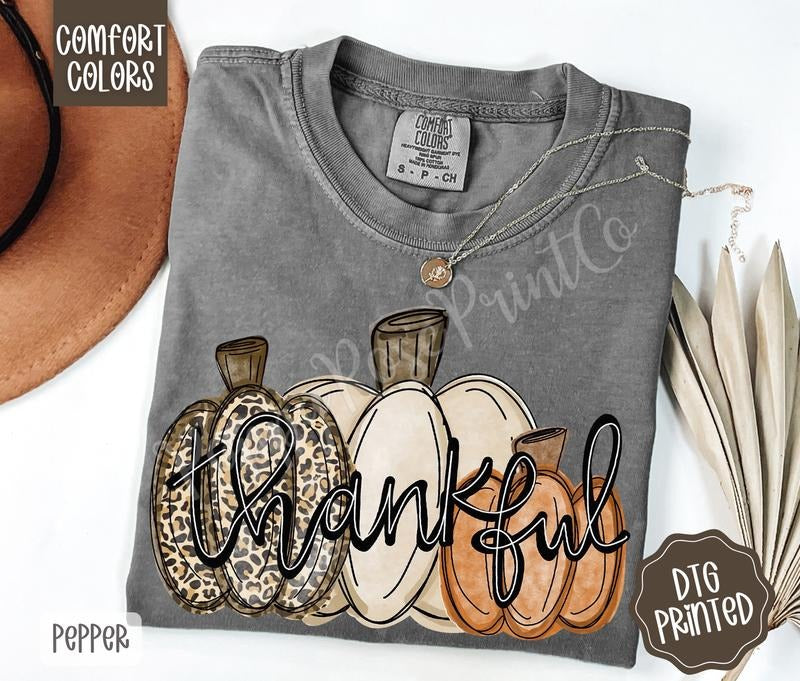Thankful Pumpkins Comfort Colors, Trendy Women's Fall Tshirt Hoodie, Sweatshirt | WearSparks.com