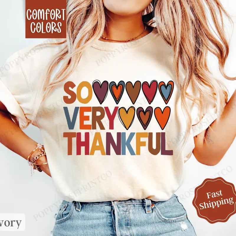 Thankful Shirt Comfort Colors, Thanksgiving Shirt, Fall Womenswear Oversized Crewneck Hoodie, Sweatshirt | WearSparks.com