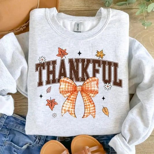 Thankful Shirt, Womens Fall Pumpkin Shirt, Womenswear Oversized Crewneck