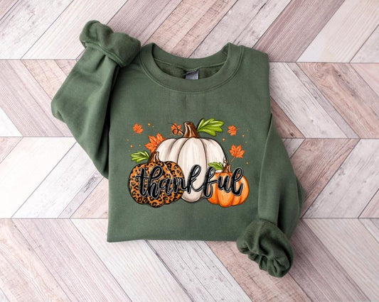 Thankful Sweatshirt, Leopard Pumpkin Thankful Shirt, Pumpkin Sweatshirt, Thanksgiving Shirt, Pumpkin Season Sweater, Thanksgiving Sweatshirt, Thanksgiving Matching Shirts, Fall Thanksgiving Gifts
