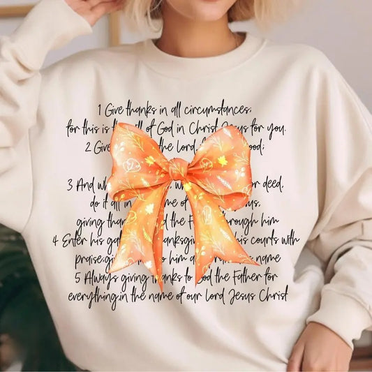 Thanksgiving Bible Verses Coquette Fall Sweatshirt, Jesus Coquette Bow Fall Vibes Shirt
