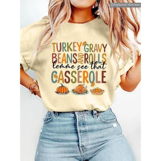 Thanksgiving Letter Printed Tee, Sweater, Hoodie, Casual Short Sleeve Crew Neck T-Shirt for Summer, Fashion Women's Top for Daily Wear , Global Trending Outfits