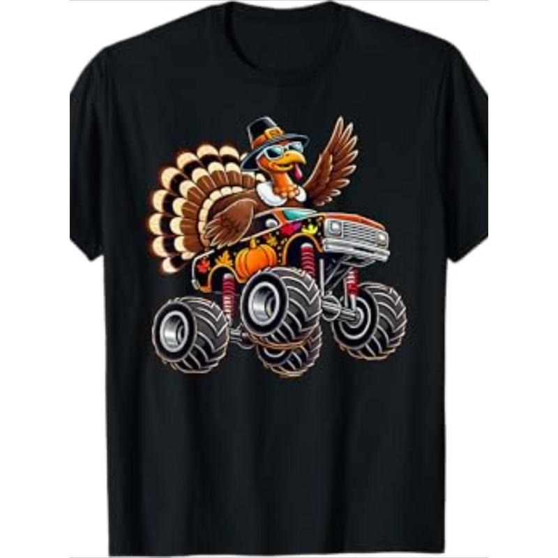 Thanksgiving Turkey Ride Monster Truck Men's T-Shirt-220g100% Cotton T-Shirt made in usastyle{n002}2