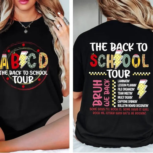 The Back To School Tour Shirt, ABCD Teacher Shirt, Back To School, First Day Of School Teacher Shirt, Gift For Her, Classic Cotton Shirt Comfort Printed