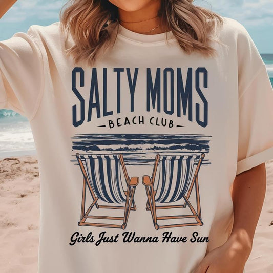 The Beach Club Shirt Trendy Summer Aesthetic Beach Shirt Retro Beach Girl Funny Sarcastic Mom Mother's Day Cotton...