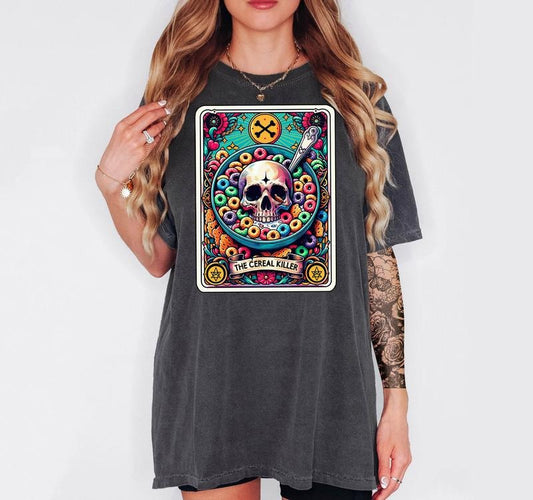 The Cereal Killer - T-Shirt, Unisex T-Shirt, Funny Graphic Tarot Tee, Comfortable Shirt, Dark Humor