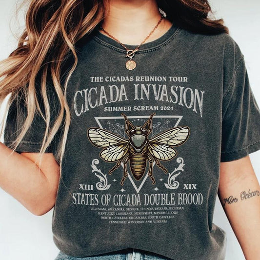 The Cicadas Reunion Tour T-Shirt, Cicadas Invasion Summer Scream 2024 Tee, States Of Cicada Double Brood XIII & XIX, Gift for Nature Lovers