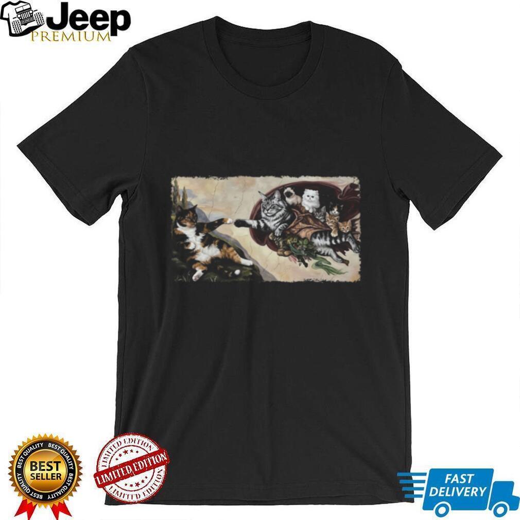The Creation of Adam Cats Parody Renaissance Art T Shirt