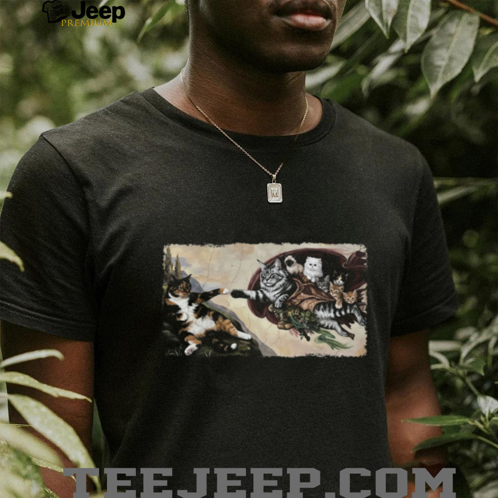 The Creation of Adam Cats Parody Renaissance Art T Shirt