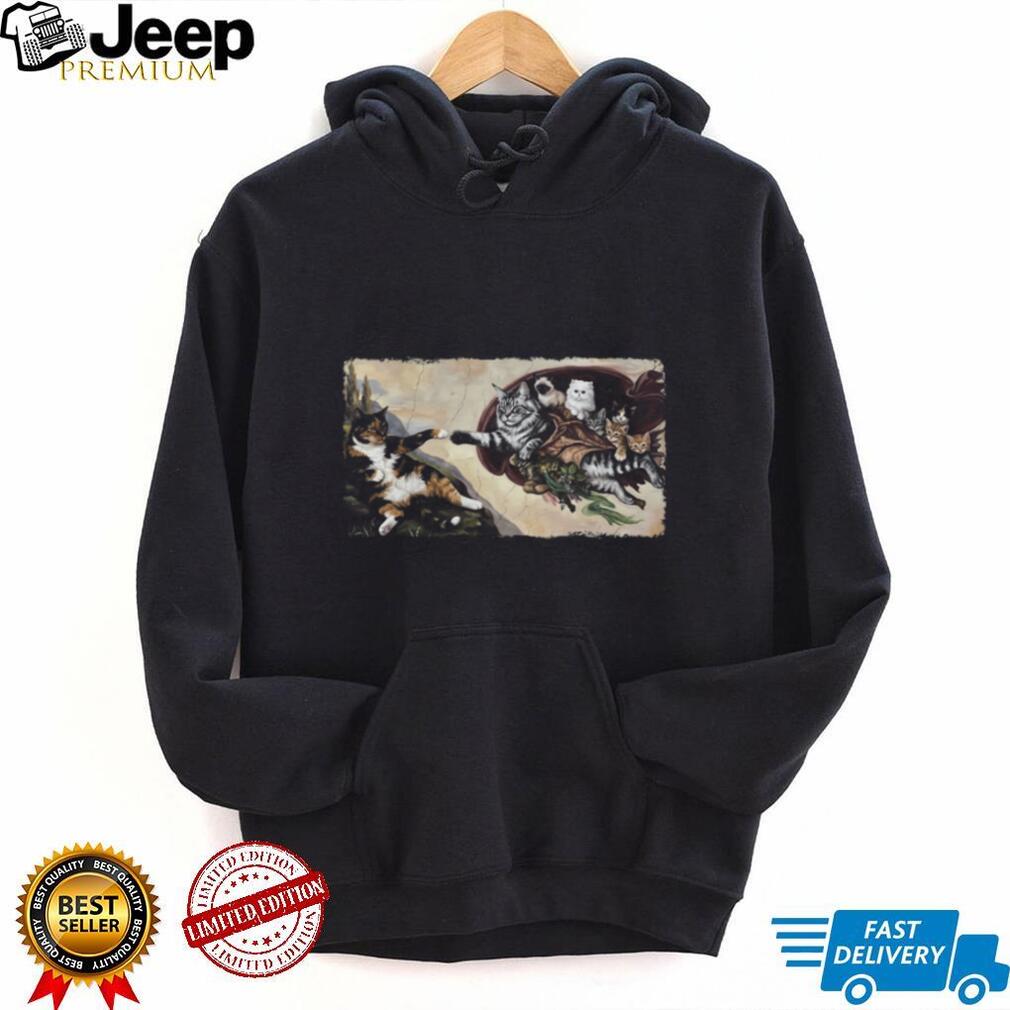 The Creation of Adam Cats Parody Renaissance Art T Shirt