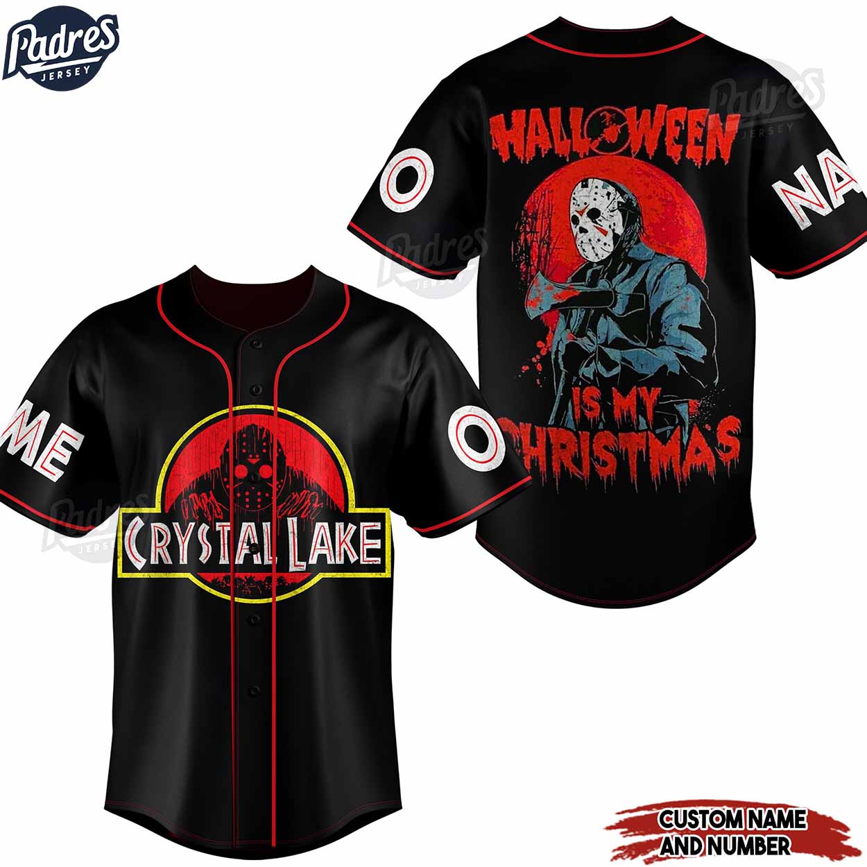 The Crystal Lake Custom Halloween Baseball Jersey for Horror Fans - Padres Jersey Oasis: Elevate Your Baseball... (Image 1)