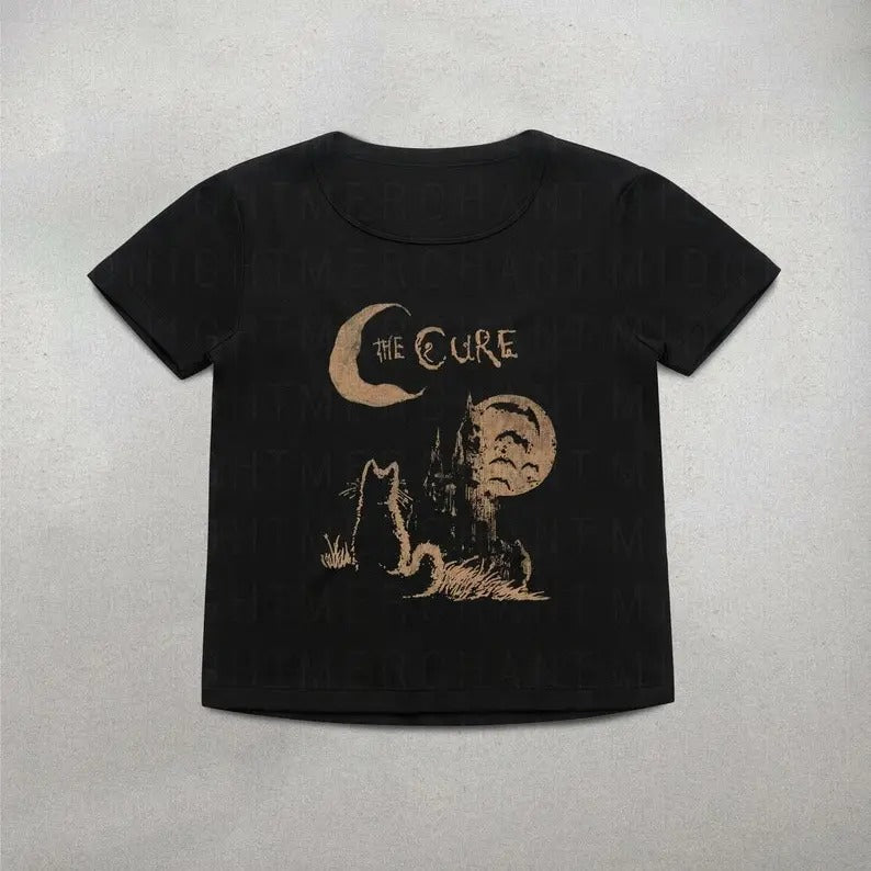The Cure Shirt, Woman's Organic baby tee, cute y2k shirts Collar Vintage