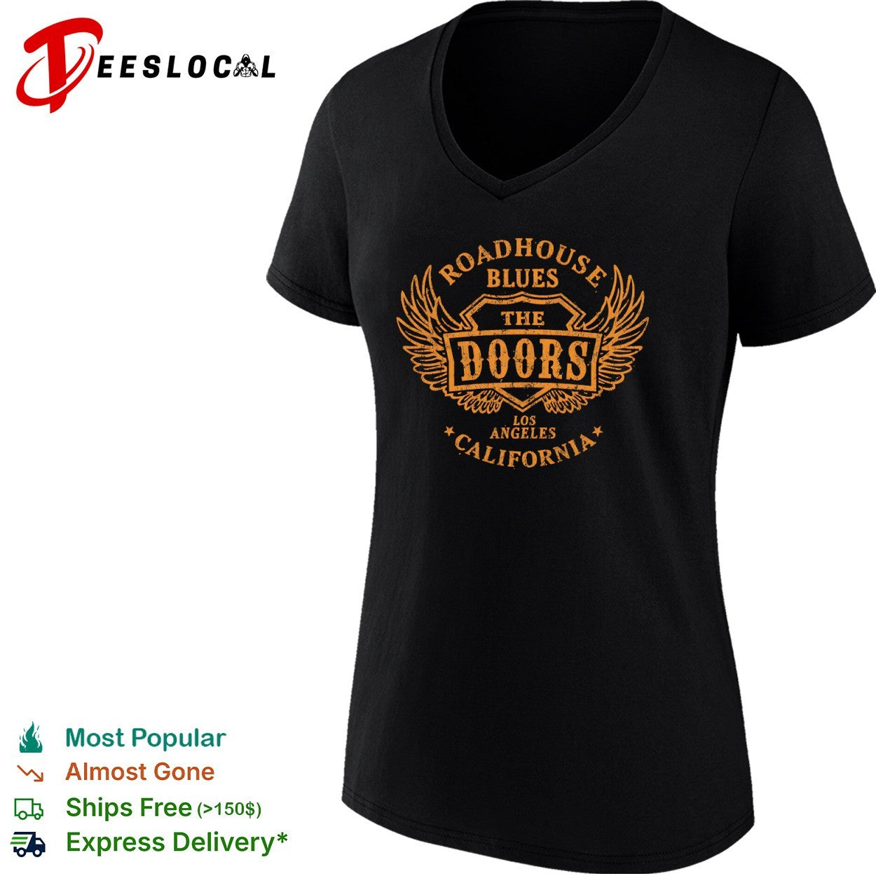 The Doors roadhouse blues Los Angeles California wings shirt