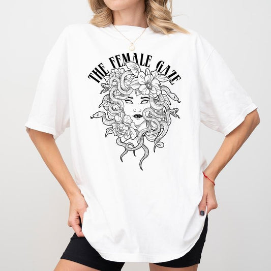 The Female Gaze Comfort Colors Shirt, Petrify The Patriarchy Tee, Feminist T-shirt, Vintage Floral Snake-crowned Maiden Women's Top