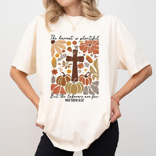 The Harvest Is Plenty Christian Shirt Comfort Colors, Fall Pumpkins Thanksgiving Tee, Vintage Jesus Apparel, Bible Verse T-shirt, Religious Womenswear