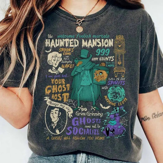 The Haunted Mansion Welcome Foolish Mortal Vintage Shirt Hitchhiking Ghosts, Halloween Costume, Not So Scary Halloween...
