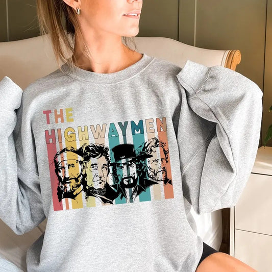 The Highwaymenn Vintage Top, Folk Band T-Shirt, Country Outlaw Again, Unisex Sweater Pullover Tee