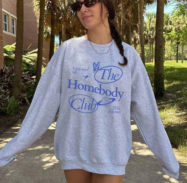 The Homebody Club Crewneck, Butterfly Sweatshirt,, Vintage GraphicSweatshirt