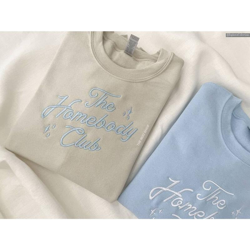 The Homebody Club Embroidered Sweater, Hoodie, Tee Shirt - Embroidery Soft Introvert Sweatshirt - Gift for Him - Gift for Her , Global Trending Outfits