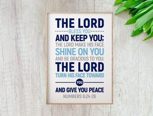 The Lord Bless You And Keep You The Lord Make His Face Shine On You, Numbers 6:24 26, Christian Wall Decor, Bible Verse,...