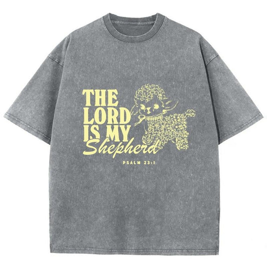 The Lord Is My Shepherd Unisex Washed T-Shirt, Christian Jesus  t shirts, Vintage 90s Graphic Tee Gift Cotton Top Womenswear, Mineral color