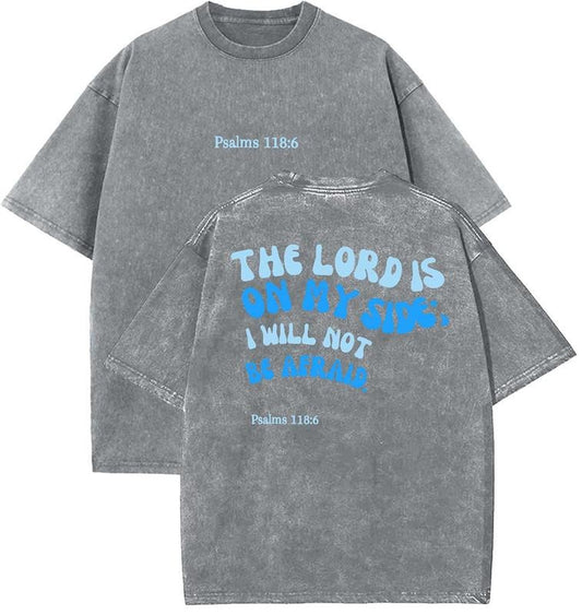 The Lord Is On My Side Unisex Washed T-Shirt, Christian Tshirts, Vintage 90s Graphic Tee, Gift Top Womenswear Cotton Mineral Color