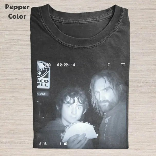 The Lord of the Rings Vintage Graphic Tee, Frodo Aragorn Eating Taco Bell T-Shirt, Movies Tee, Unisex Meme Cringe Funny Dumb Shirt, Menswear Womenswear Streetwear