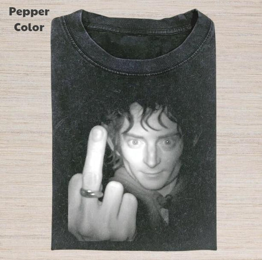 The Lord of the Rings Vintage Graphic Tee, Frodo Middle Finger T-Shirt, Movies Tee, Unisex Meme Funny Dumb Shirt, Menswear Womenswear Streetwear