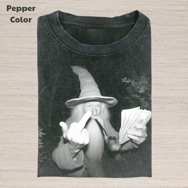 The Lord of the Rings Vintage Graphic Tee, Gandalf Middle Finger T-Shirt, Movies Tee, Unisex Meme Cringe Funny Dumb Shirt, Menswear Womenswear Streetwear