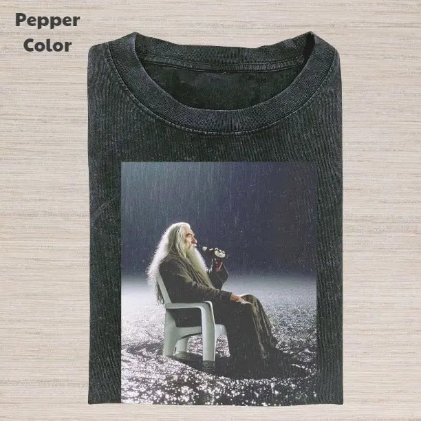 The Lord of the Rings Vintage Graphic Tee, Gandalf Rainy Night T-Shirt, Movies Tee, Unisex Meme Funny Dumb Shirt, Menswear Womenswear Streetwear