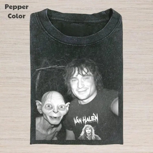 The Lord of the Rings Vintage Graphic Tee, Gollum And Bilbo Selfie T-Shirt, Movies Tee, Unisex Meme Cringe Funny Dumb Shirt, Menswear Womenswear Streetwear