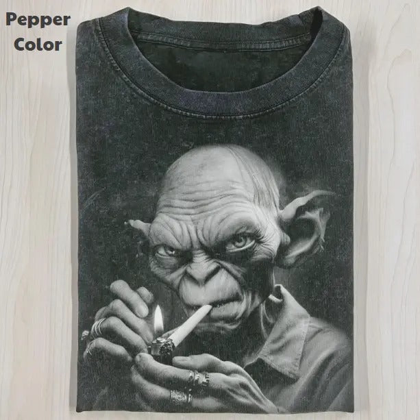 The Lord of the Rings Vintage Graphic Tee, Gollum Smoking T-Shirt, Movies Tee, Unisex Meme Cringe Funny Dumb Shirt, Menswear Womenswear Streetwear Cotton Comfort