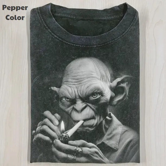 The Lord of the Rings Vintage Graphic Tee, Gollum Smoking T-Shirt, Movies Tee, Unisex Meme Cringe Funny Dumb Shirt, Menswear Womenswear Streetwear Cotton Comfort
