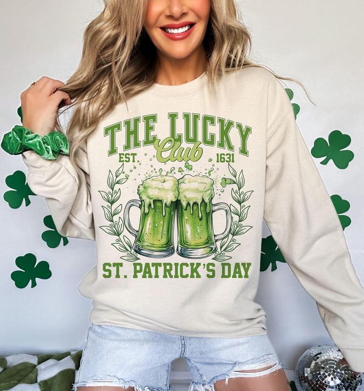 The Lucky Club St Patrick's Day Green Beer Irish Pub St Patrick's Day Lucky Vintage Irish Party