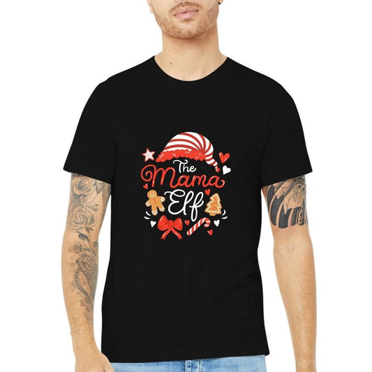 The Mama Elf Christmas Shirt,Cotton round neck T-shirt, warm and waiting for your heart, can be used as a Christmas gift made in usa
