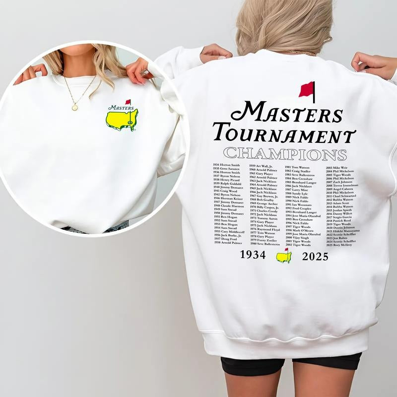 The Masters Augusta 2025 Sweatshirt, Vintage Golf Champions Print, 2-Sided Cotton Crewneck, Streetwear Long Sleeve, Menswear & Womenswear Top