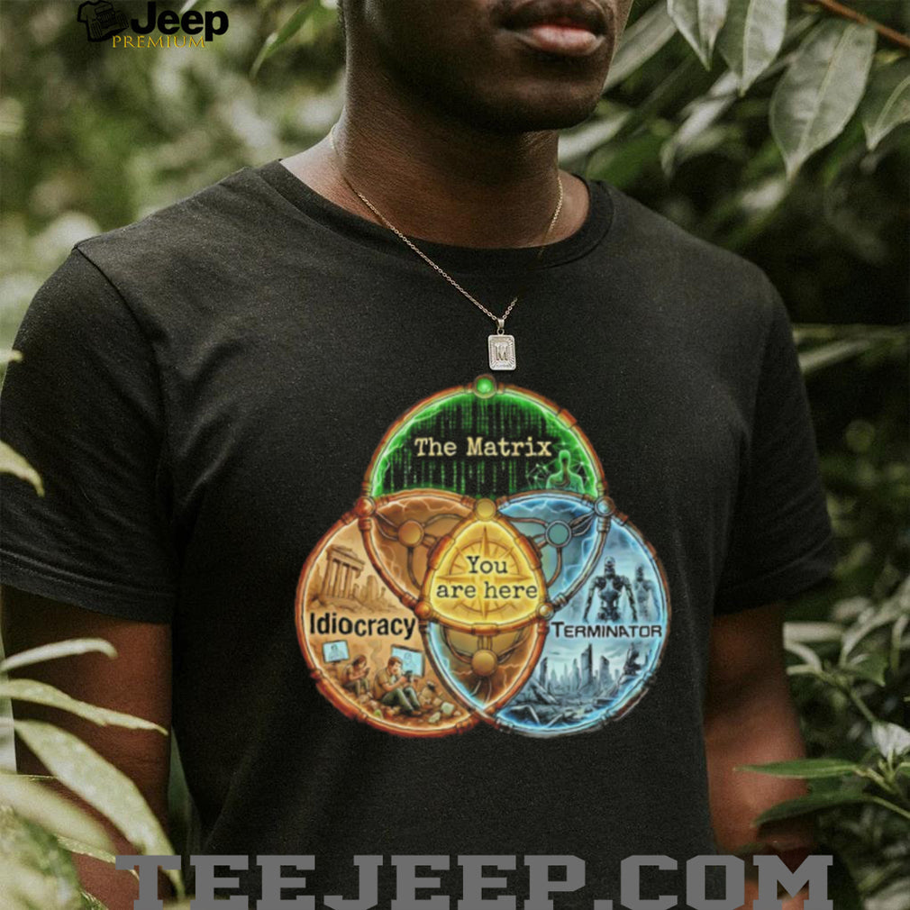 The Matrix Idiocracy Terminator Venn Diagram Reality T Shirt