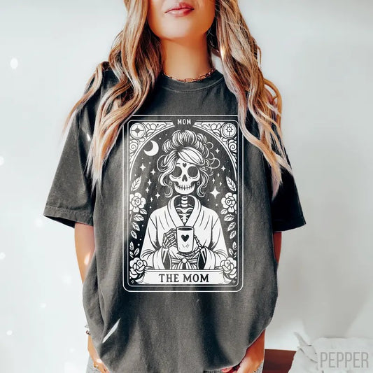 The Mom Tarot Card Shirt Vintage Skeleton Mom Shirt Unisex Tarot Card Shirt Cute Coffee Lovers Shirt Tarot Lovers Gift