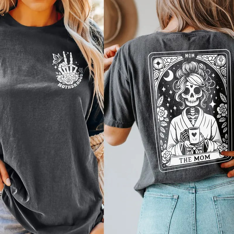The Mom Tarot Card Shirt Vintage Skeleton Mom Shirt Unisex Tarot Card Shirt Cute Coffee Lovers Shirt Tarot Lovers Gifts