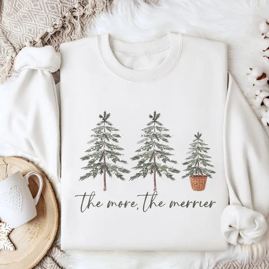 The More The Merrier Sweatshirt, Christmas Pregnancy Announcement Sweatshirt,Pregnancy Announcement Shirt, Holiday Pregnant Shirt, Xmas Baby Shower Gift Shirt, Christmas Pregnancy Shirt
