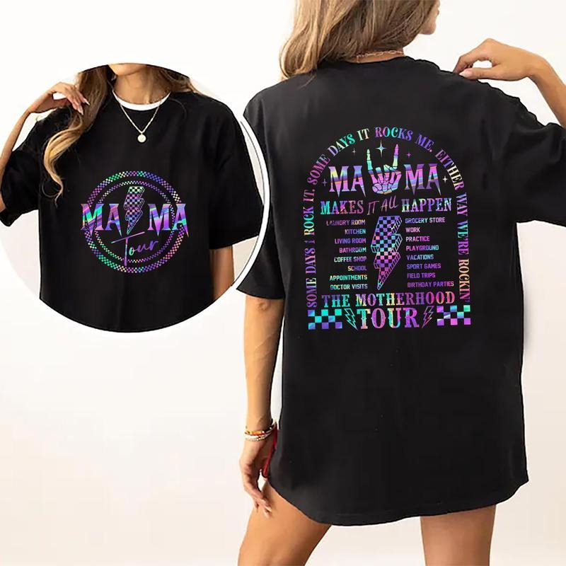The Motherhood Tour T-shirt, Mama Tour Shirts, Mom Life Unisex Shirt, Some Days I Rock It T-shirt, Comfy Oversized Graphic Tee, Gift For Mother's Day, Tops For Mama, Womenswear Cotton Fabric Comfort Chic Style