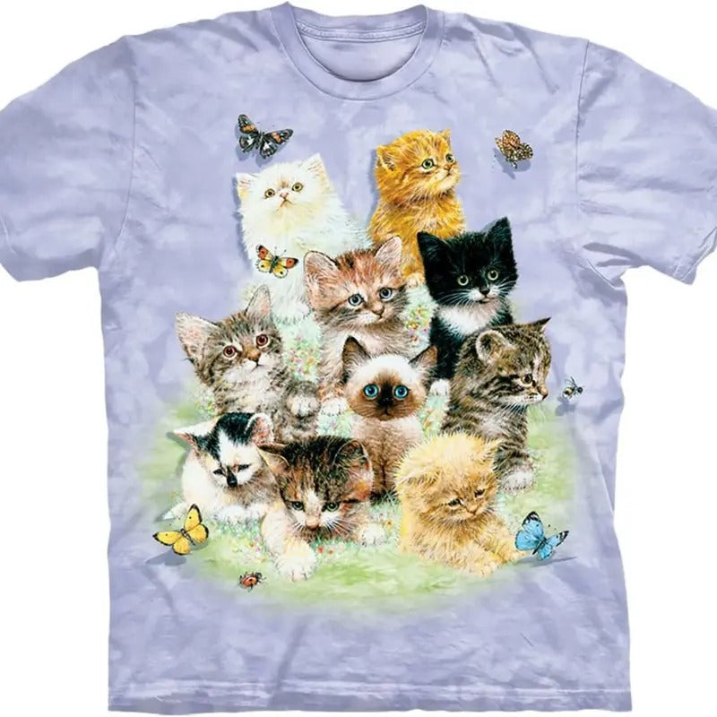 The Mountain Men's 10 Kittens, Cat Selfie Vintage 90s Graphic Shirt, Retro Funny Cat Tee, Alien Kitten Shirt, Y2k Halftone Gag Washed Tee, Cat Lovers Gift